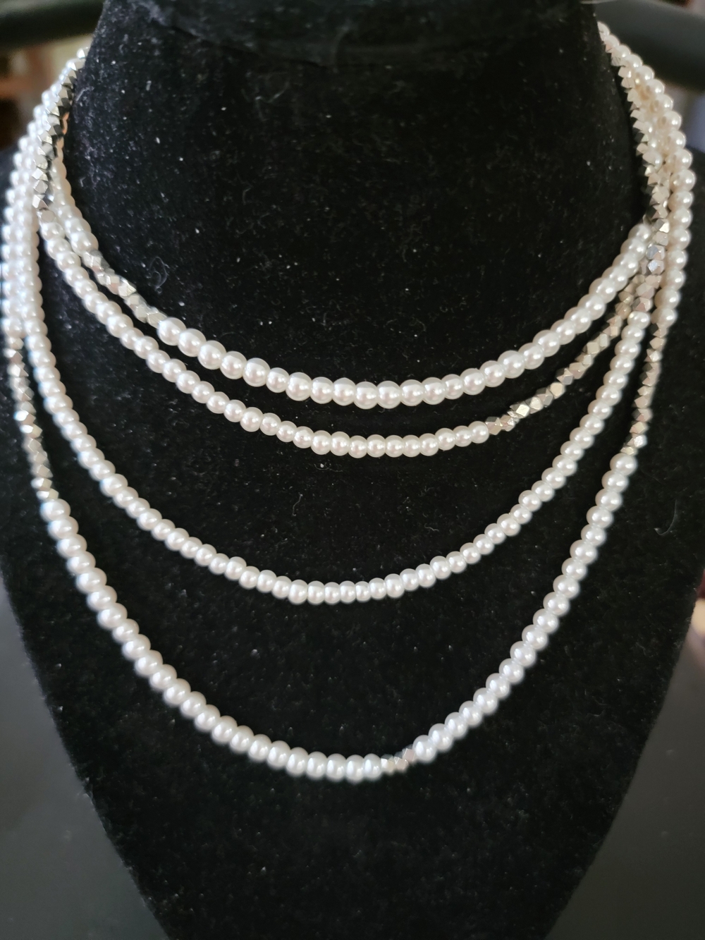 Pearl Multi-Strand Necklace in White - Elegant Women's Jewelry